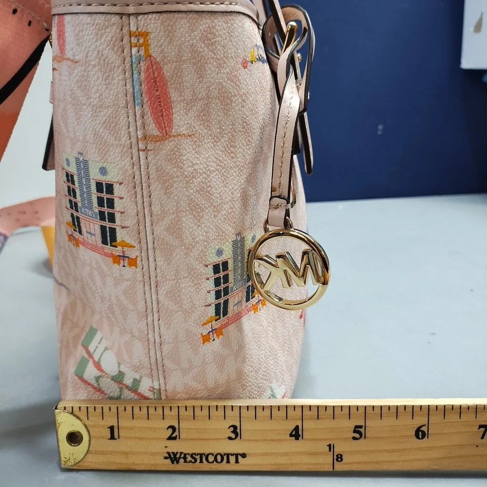 Michael Kors Jet Set Travel XS Signature Tote Bag Womens Multicolor Miami Print